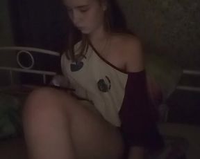 cute girl alone in his bed