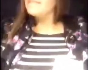 big tit flash at work