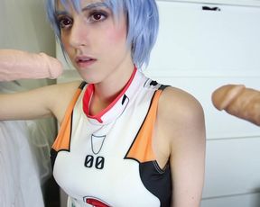 Lana Rain - Slutty Double Blowjob with Ayanami Rei
