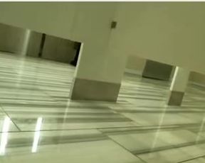 Hot busty blonde masturbates in public restroom